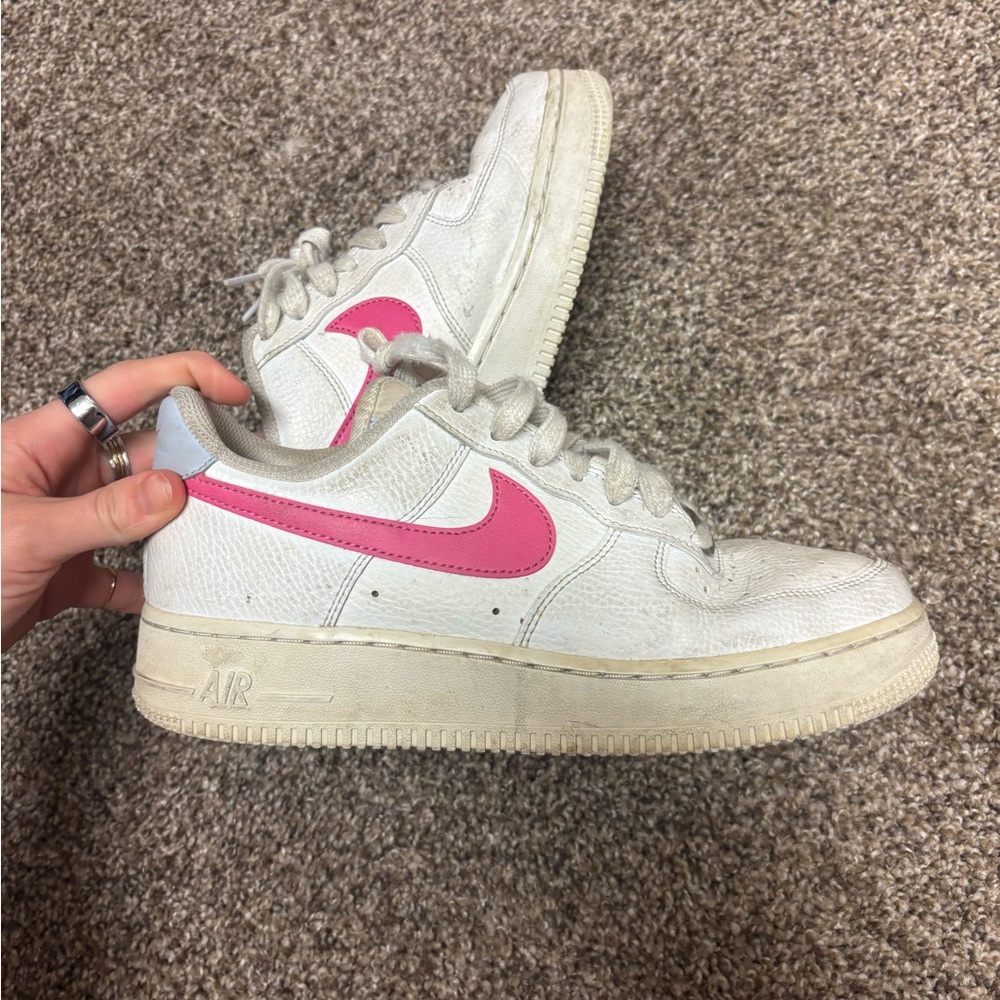 Women's White and Pink Nike Sneakers